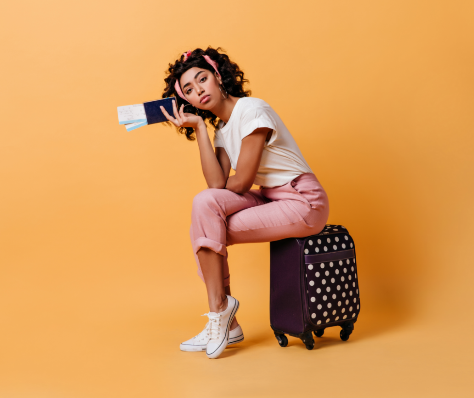 Lady holding floght ticket